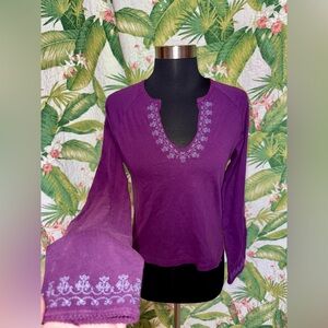 SO Purple Long Sleeve Top with Embroidery & Tiny Crystals